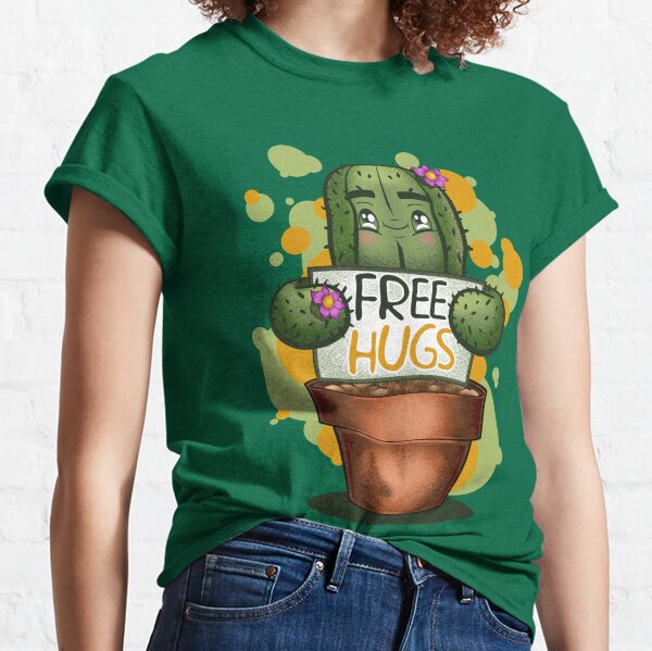 Cotone 100% Serigrafia di Alta qualità. Pampling T-Shirt Soft Hugs Cactus Maglietta Free Hugs