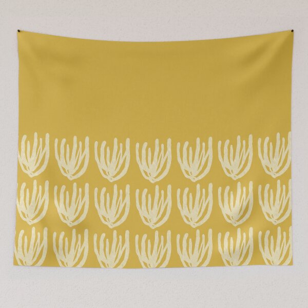 Item preview, Mesh Wildflower Cuff Abstract Minimalist Pattern in Light Mustard and White designed and sold by kierkegaard.