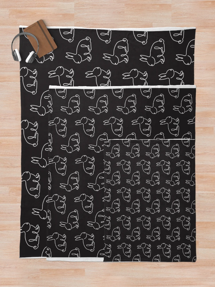 Thumbnail 5 of 6, Throw Blanket, Continuous Line Rabbit Pattern designed and sold by babybigfoot.