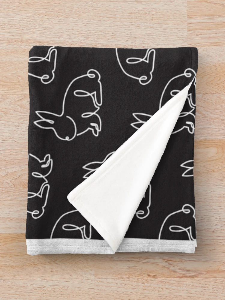 Thumbnail 3 of 6, Throw Blanket, Continuous Line Rabbit Pattern designed and sold by babybigfoot.