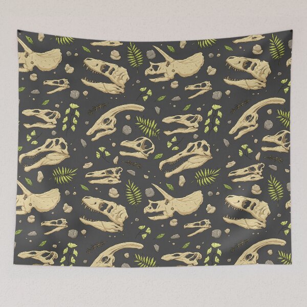 Item preview, Dinosaur Skulls - Grey designed and sold by alliemackie.