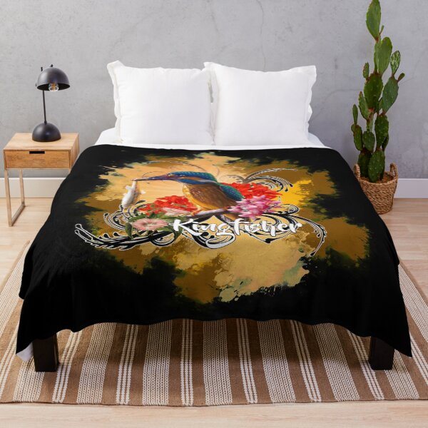Item preview, kingfisher with red flowers designed and sold by koalas1414.