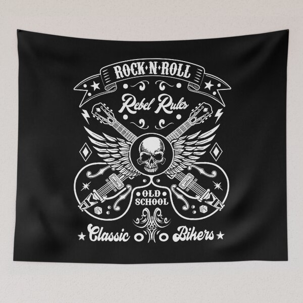 Item preview, Rock Skull Rockabilly Bikers Retro Vintage 60s 70s 80s Rockers designed and sold by MemphisCenter.
