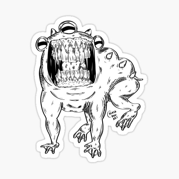 "SCARY FROG WITH TEETH" Sticker by black-crow-art | Redbubble