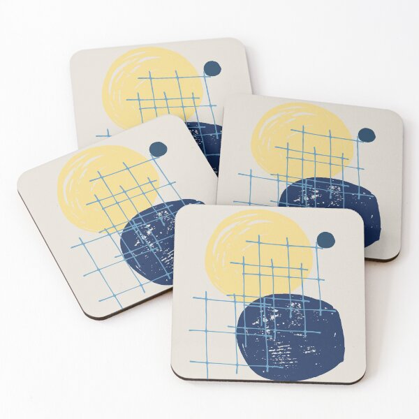 Item preview, Yellow sun Blue Moon abstract No1 Japandi style 2021 designed and sold by dreamofdenim.