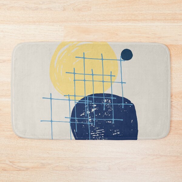 Item preview, Yellow sun Blue Moon abstract No1 Japandi style 2021 designed and sold by dreamofdenim.