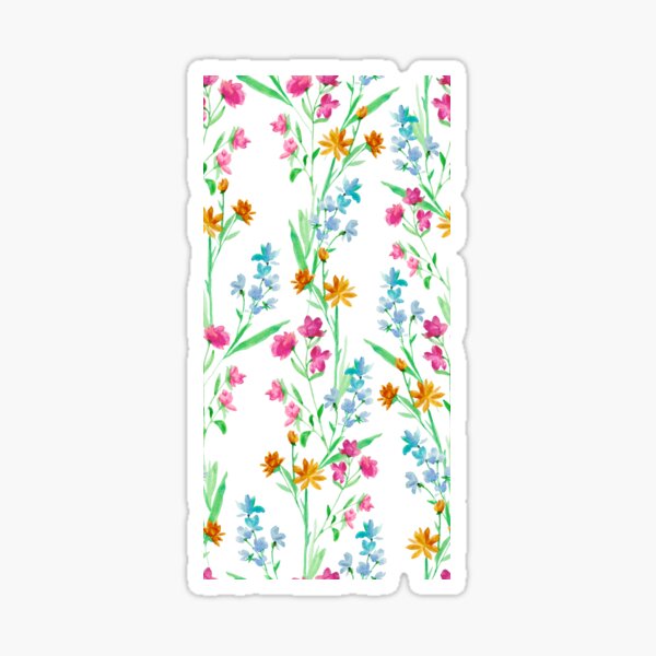 Vertical Watercolor Floral Print Sticker
