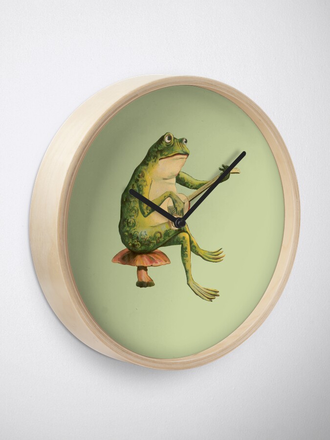 "Melancholic Vintage Frog Playing Banjo on Mushroom Toadstool