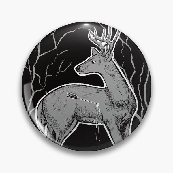 Item preview, Young deer with an arrow in his chest on a background of trees. Hunting concept. designed and sold by SayukOlga.