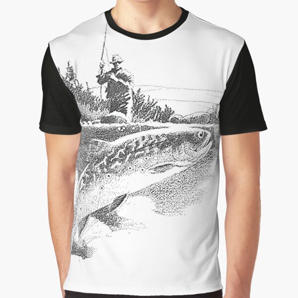 Airbrushed Fishing Scene T Shirt 