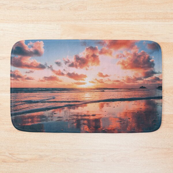 Item preview, Sunset over the Beach, with clouded sky at golden hour designed and sold by ToriaScarlett.