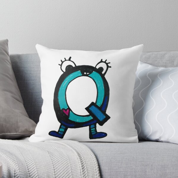 Q is for Quack: Letter Q Alien Robot Throw Pillow