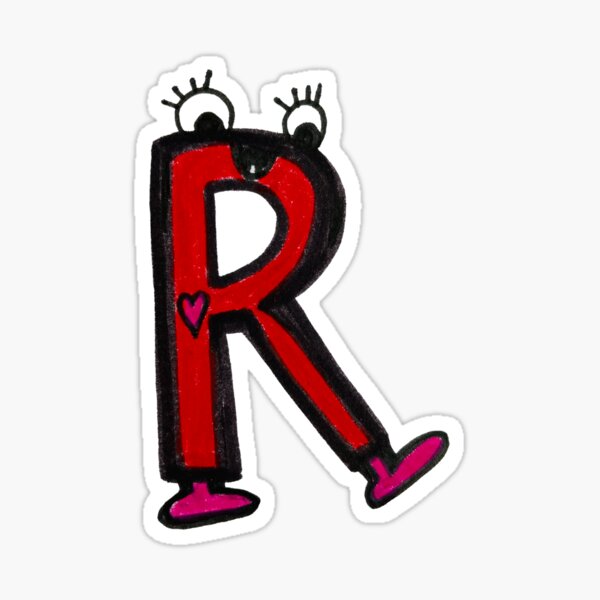 R is for Rainbow: Letter R Alien Robot Sticker