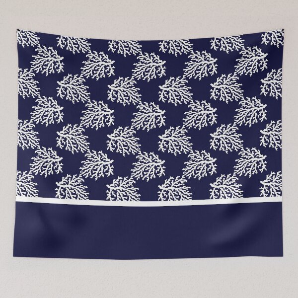 Item preview, White corals on a navy blue background designed and sold by IoanaHraball.