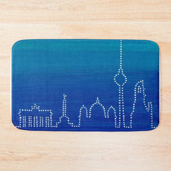 Item preview, Berlin Skyline in Dot Art on Pink - Blue Background  designed and sold by nabeArtist.