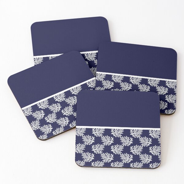 Item preview, White corals on a navy blue background designed and sold by IoanaHraball.