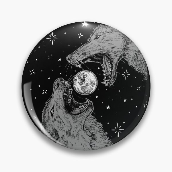 Item preview, Angry wolves and the moon. Graphic  monochrome print. designed and sold by SayukOlga.