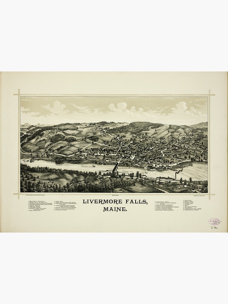 "Livermore Falls, Maine (1889)" Sticker for Sale by allhistory Redbubble
