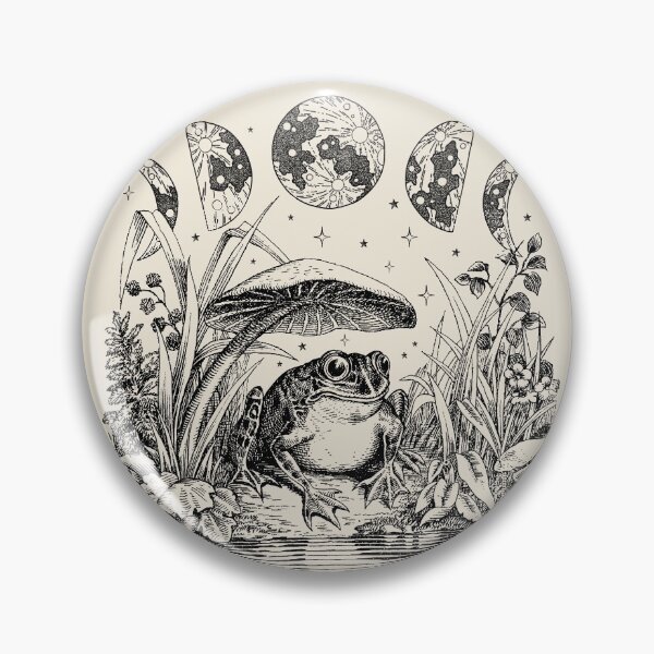 Vista previa del artículo con la obra «Rana estética Cottagecore, Mushroom Moon Witchcraft: Vintage Dark Academia, Goblincore Froggy, Emo Grunge Nature Fantasy, Fairycore Toad en Toadstool Pond», diseñado y vendido por MinistryOfFrogs.
