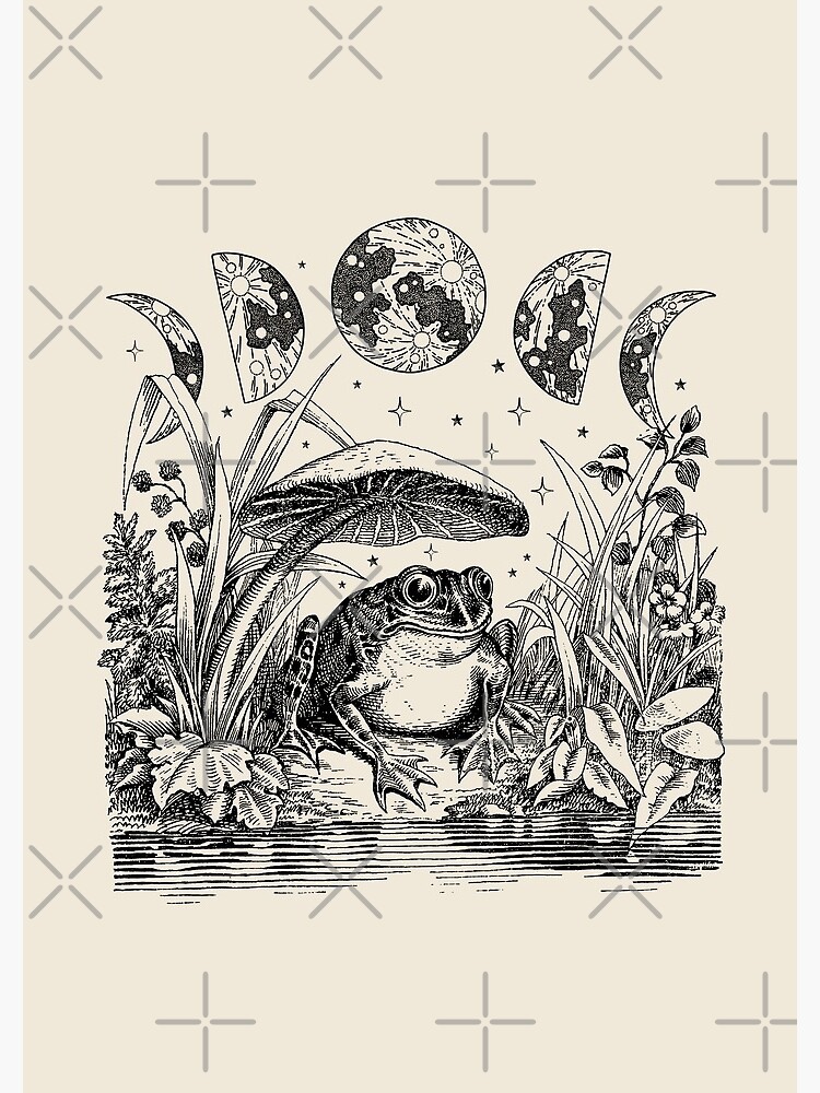 Thumbnail 3 of 3, Journal, Cottagecore Aesthetic Frog, Mushroom Moon Witchcraft: Vintage Dark Academia, Goblincore Froggy, Emo Grunge Nature Fantasy, Fairycore Toad in Toadstool Pond designed and sold by MinistryOfFrogs.