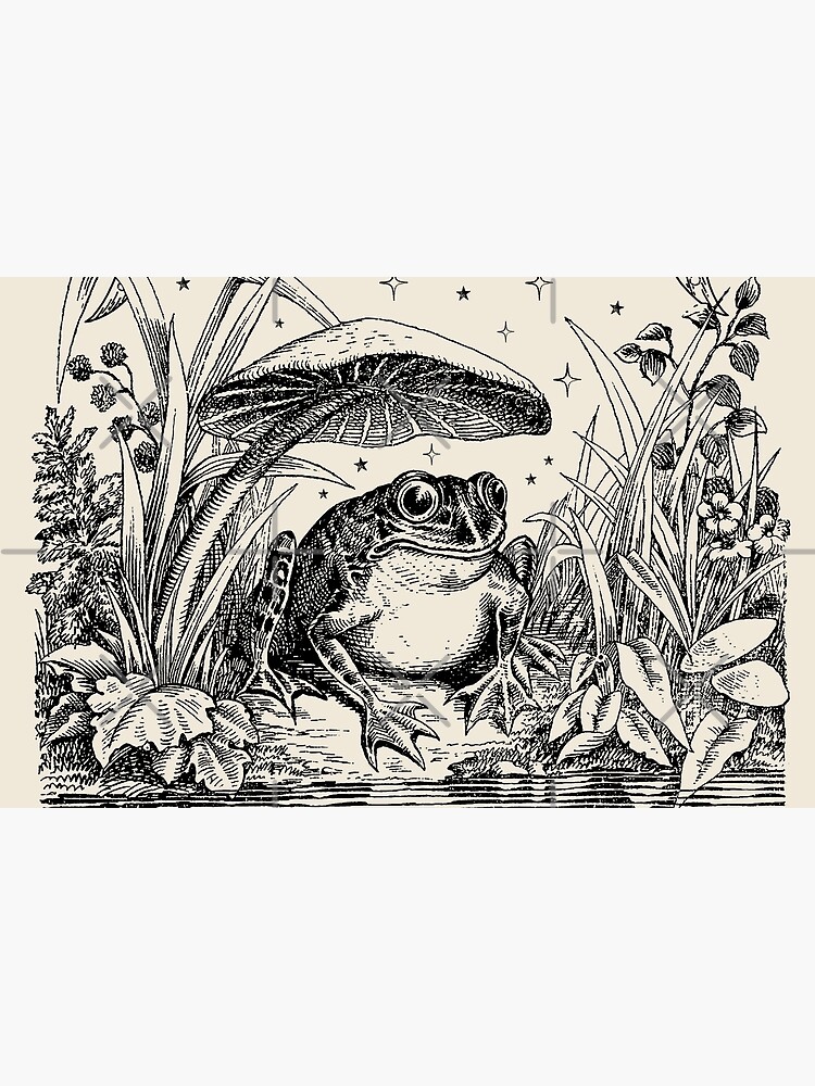 Cute Cottagecore Aesthetic Frog Mushroom Moon Witchy Vintage - Dark Academia Goblincore Witchcraft Froggy - Emo Grunge Nature Fantasy - Fairycore Toad Toadstool Pond by MinistryOfFrogs