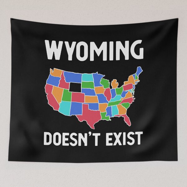 Item preview, US Map Wyoming Doesn't Exist Conspiracy Theory print designed and sold by jakehughes2015.