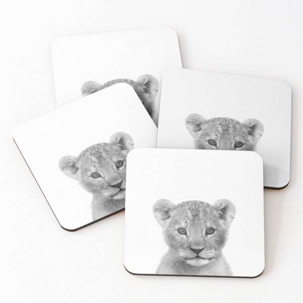 Item preview, Baby Lion Black & White Art Print by Zouzounio Art designed and sold by zouzounioart.