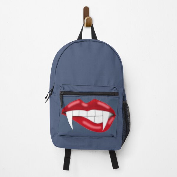 Item preview, fangs biting lip blue back ground designed and sold by TwistidTatts.