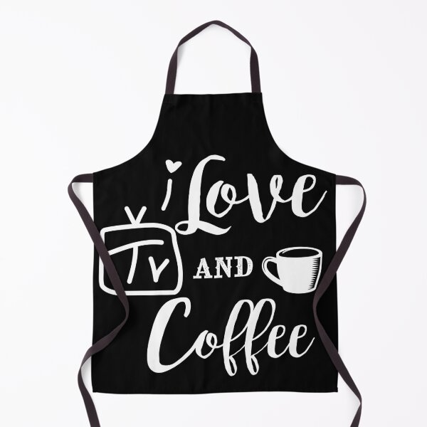 Item preview, I Love TV and Coffee on Black Background designed and sold by BrokenUnicorn.