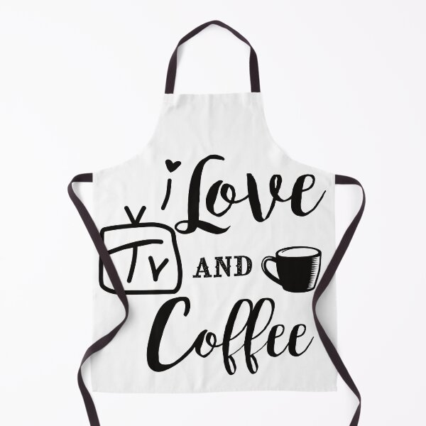 Item preview, I Love TV and Coffee on Black Words on White Background designed and sold by BrokenUnicorn.