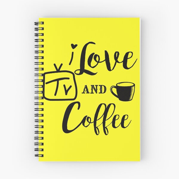 Item preview, I Love TV and Coffee on Black Words on Yellow Background designed and sold by BrokenUnicorn.