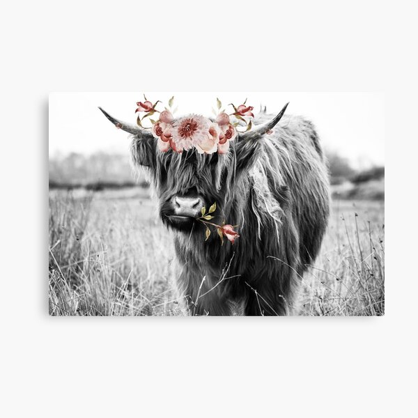Item preview, Highland Cow Landscape with Flowers designed and sold by Amy Brinkman.