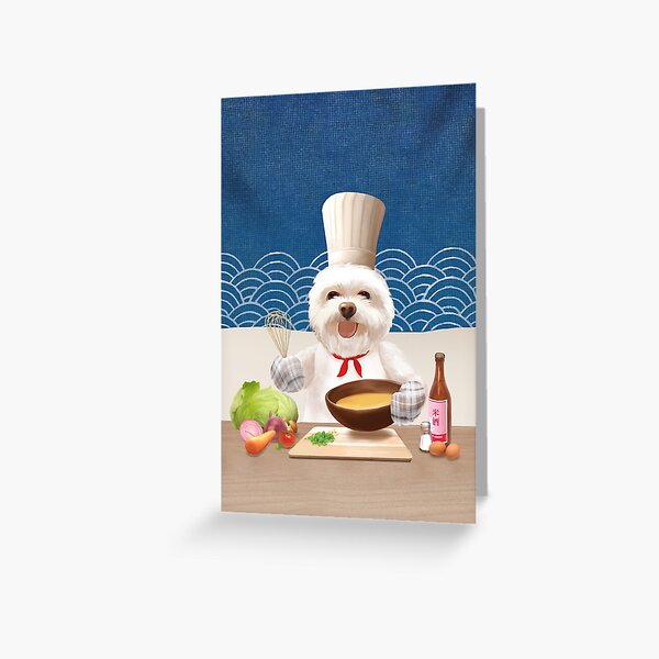 Dog In Chef Hat Cooks Soup Greeting Card