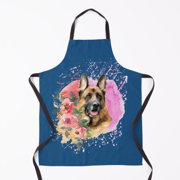 Item preview, German Shepherd Alsatian Dog Watercolor background and Flowers designed and sold by StickerArtwork.