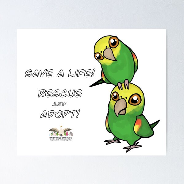 Item preview, Save a Life!  Rescue & Adopt ~ Double Yellow-Headed Amazon  designed and sold by HappyWings.
