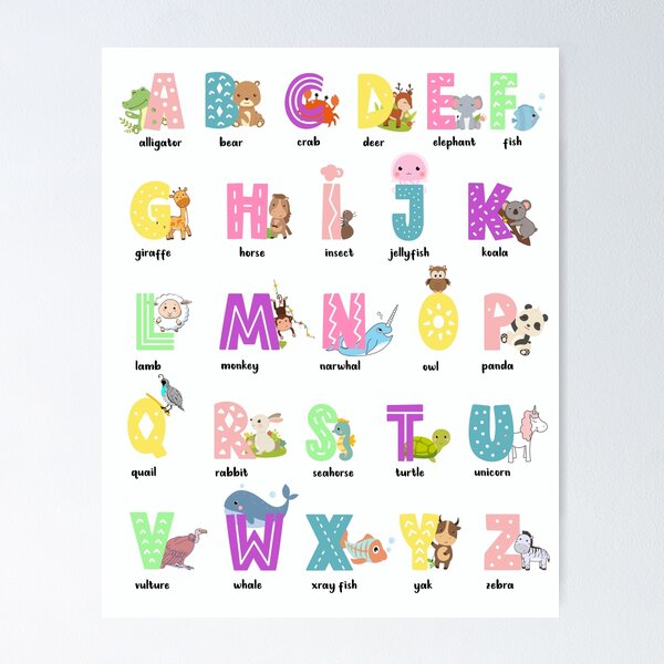Item preview, alphabet animals poster for kids designed and sold by Nicz Design Studio.