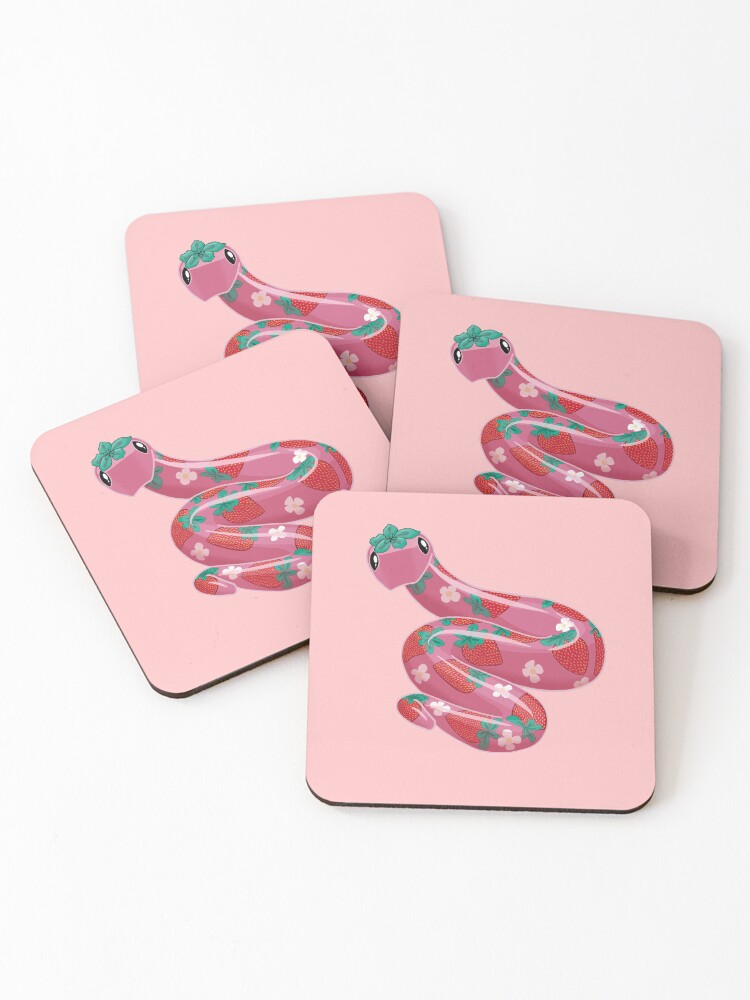 Thumbnail 1 of 5, Coasters (Set of 4), Strawberry Nope Rope designed and sold by NeonTesla.