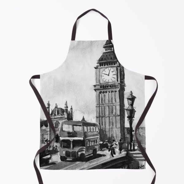 Item preview, Big Ben London City UK Black and White Watercolor Painting designed and sold by TheJoeyStudio.