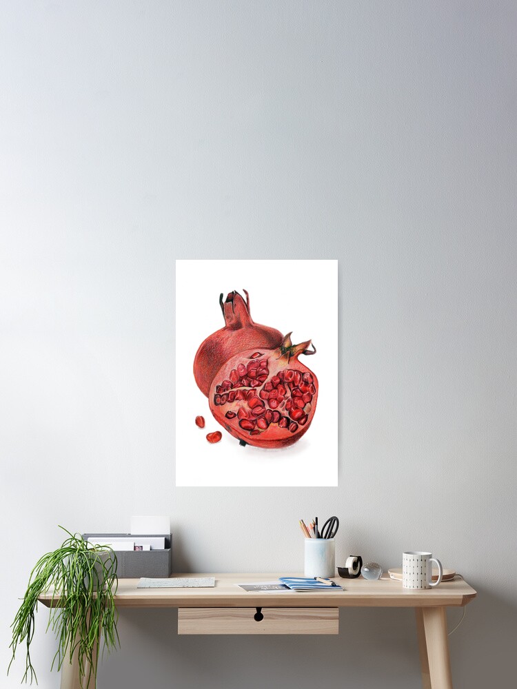 Thumbnail 2 of 3, Poster, Beautiful Pomegranate Illustration designed and sold by qwollock.