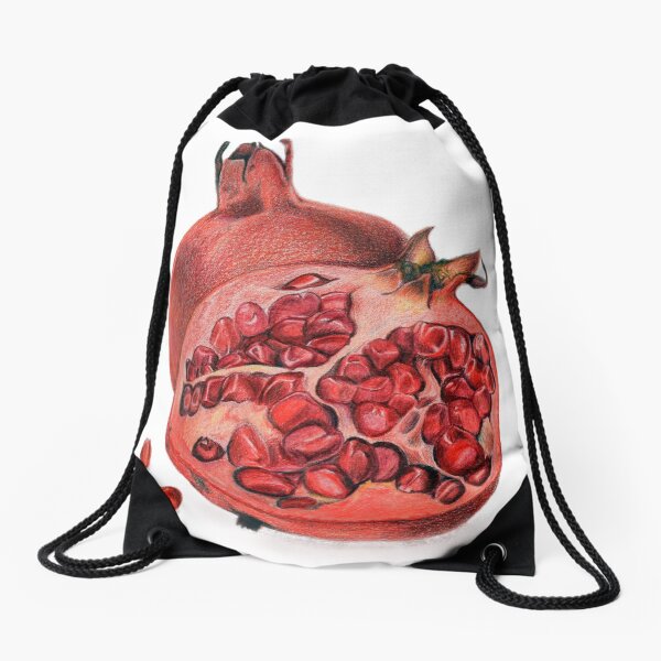 Beautiful Pomegranate Illustration Drawstring Bag