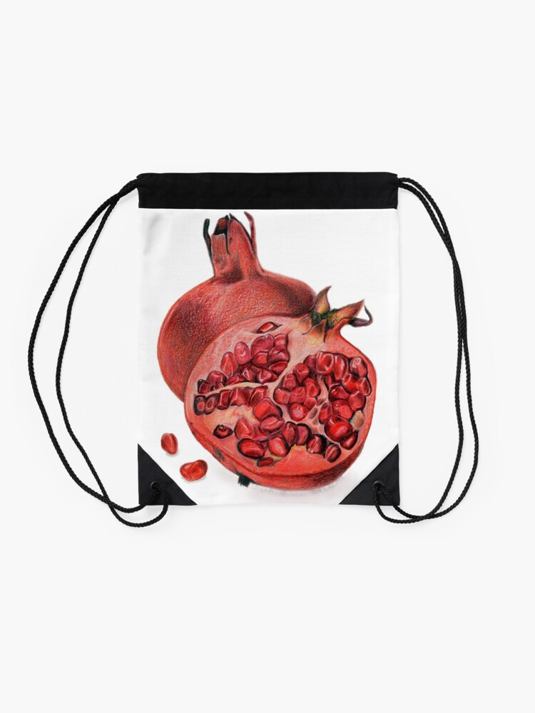 Thumbnail 2 of 3, Drawstring Bag, Beautiful Pomegranate Illustration designed and sold by qwollock.