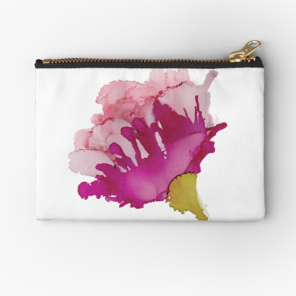 Pink Abstract Floral A Zipper Pouch