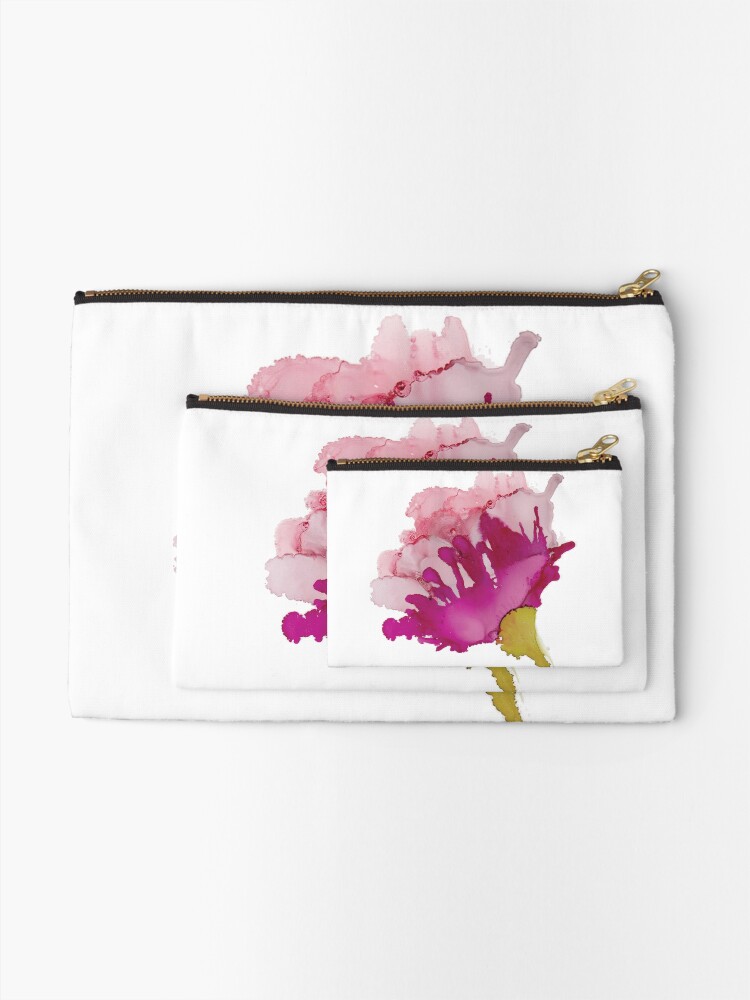 Thumbnail 2 of 4, Zipper Pouch, Pink Abstract Floral A designed and sold by qwollock.