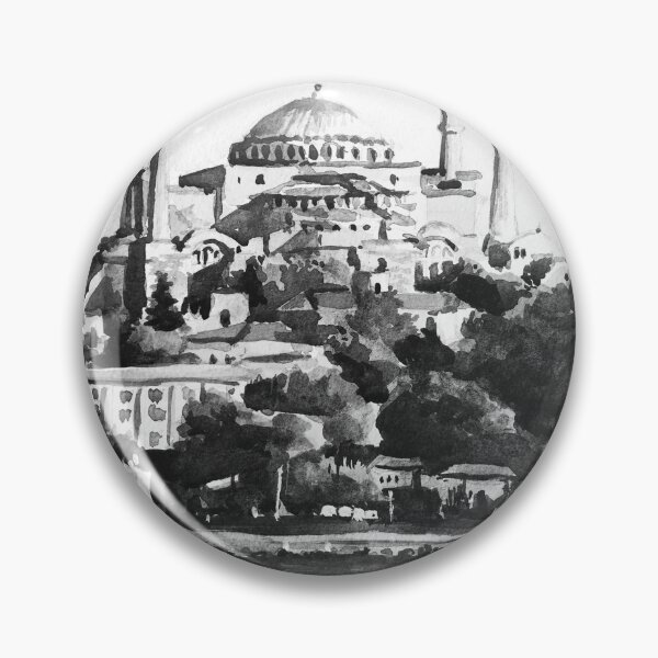 Item preview, Istanbul Hagia Sophia Turkey Black and White Watercolor Painting designed and sold by TheJoeyStudio.