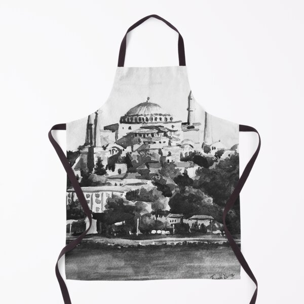 Artikelvorschau, Istanbul Hagia Sophia Türkei Schwarz-Weiß Aquarell Malerei entworfen und verkauft von TheJoeyStudio.