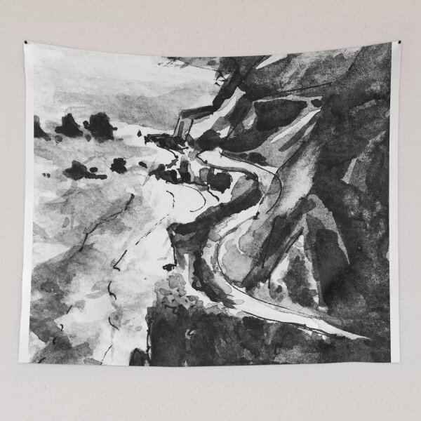Item preview, California Coast Big Sur Black and White Watercolor Painting designed and sold by TheJoeyStudio.