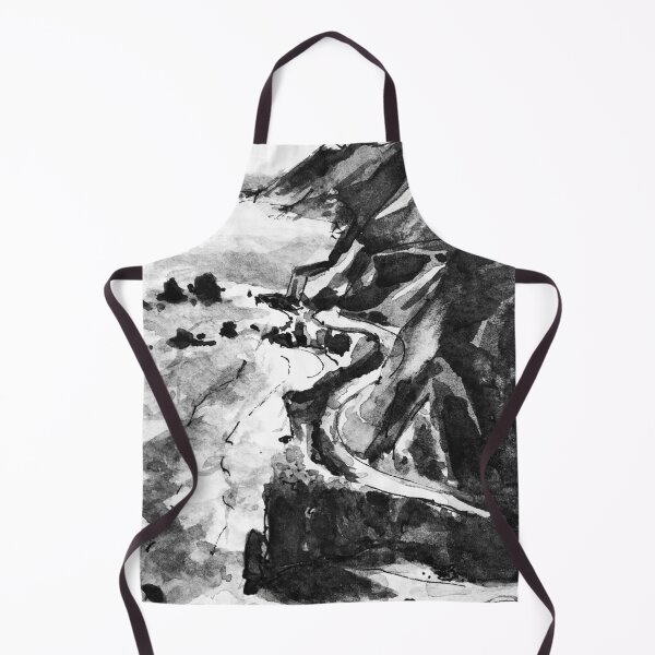 Item preview, California Coast Big Sur Black and White Watercolor Painting designed and sold by TheJoeyStudio.