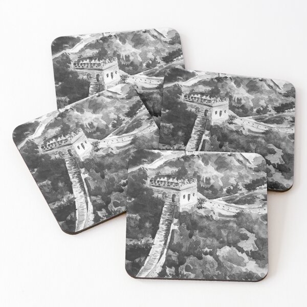 Item preview, Great Wall of China Black and White Watercolor Painting designed and sold by TheJoeyStudio.
