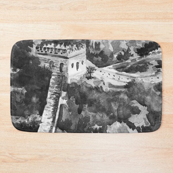 Item preview, Great Wall of China Black and White Watercolor Painting designed and sold by TheJoeyStudio.