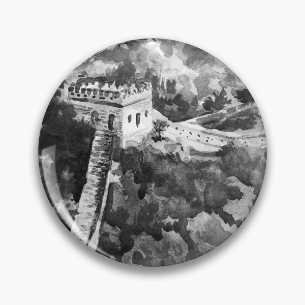 Item preview, Great Wall of China Black and White Watercolor Painting designed and sold by TheJoeyStudio.